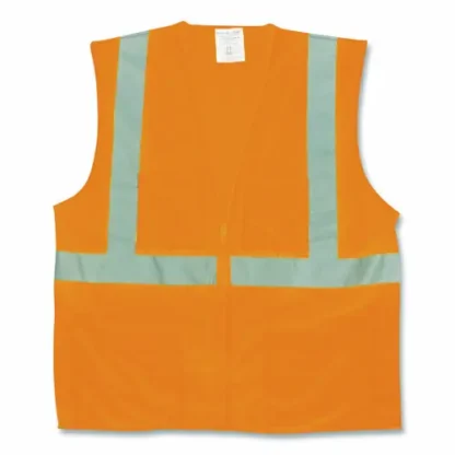 PIP ANSI Class 2 Two-Pocket Zipper Mesh Safety Vest, X-Large, Orange