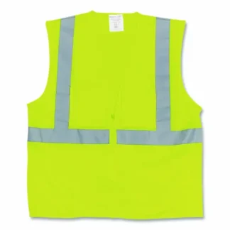 PIP ANSI Class 2 Two-Pocket Zipper Mesh Safety Vest, X-Large, Hi-Viz Lime Yellow