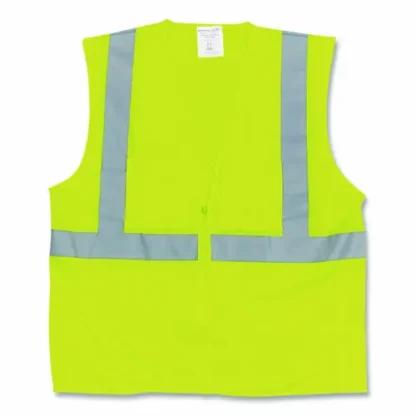 PIP ANSI Class 2 Two-Pocket Zipper Mesh Safety Vest, X-Large, Hi-Viz Lime Yellow