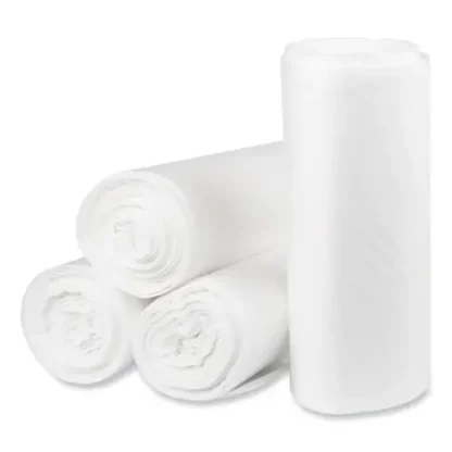 Pitt Plastics Eco Strong Plus Can Liners, 40 gal, 14 mic, 40" x 46", Natural, Perforated Roll, 250/Carton