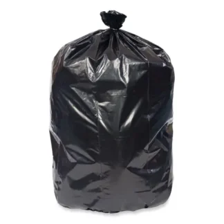 Pitt Plastics Eco Strong Plus Can Liners, 60 gal, 1.7 mil, 38" x 58", Black, Perforated Roll, 100/Carton