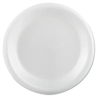 Plastifar Foam Dinnerware Plate, 9" Diameter, White, 25 Plates/Pack, 20 Packs/Carton