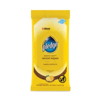 Pledge® Lemon Scent Wet Wipes, 24 Wipes/Pack, 7" x 10", White Cloth