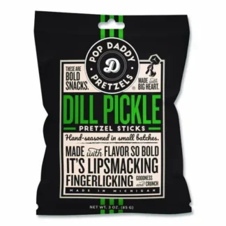 Pop Daddy Dill Pickle Pretzel Sticks, 3 oz Bag, 15/Carton