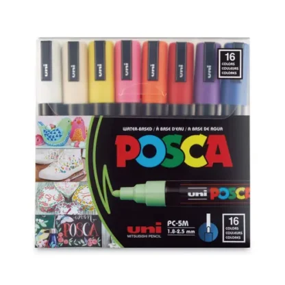POSCA™ Water-Based Paint Markers, Medium Bullet Tip, Assorted Colors, 16/Pack