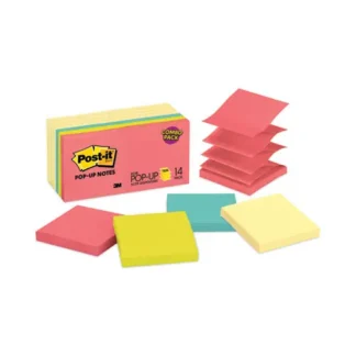 Post-it® Dispenser Notes Original Pop-up Notes Value Pack, 3" x 3", (8) Canary Yellow, (6) Poptimistic Collection Colors, 100 Sheets/Pad, 14 Pads/Pack