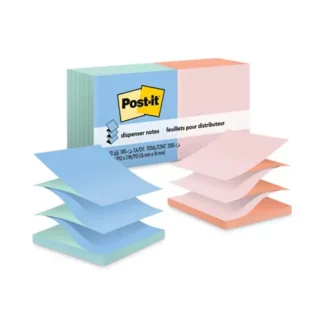 Post-it® Dispenser Notes Original Pop-up Refill, Beachside Cafe Collection, 3" x 3", 100 Sheets per Pad, 12 Pads per Pack, Alternating Colors Value Pack