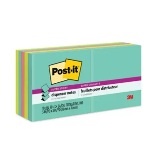Post-it® Dispenser Notes Super Sticky Pop-up Refill, 3" x 3", Supernova Neons, 90 Sheets/Pad, 10 Pads/Pack