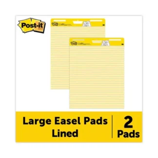 Post-it® Easel Pads Super Sticky Vertical-Orientation Self-Stick Easel Pads, 25 x 30, Yellow, 30 Sheets, 2/Carton