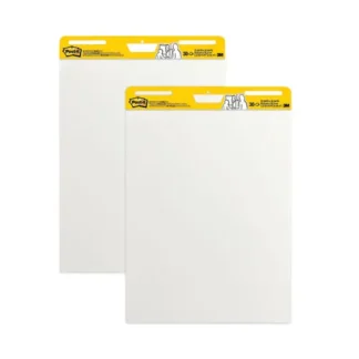 Post-it® Easel Pads Super Sticky Vertical-Orientation Self-Stick Easel Pads, 25" x 30", White, 30 Sheets, 2/Carton