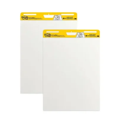 Post-it® Easel Pads Super Sticky Vertical-Orientation Self-Stick Easel Pads, 25" x 30", White, 30 Sheets, 2/Carton