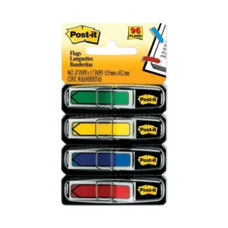 Post-it® Flags Arrow 0.5" Page Flags, Assorted Primary Colors, 96 Flags per Pack
