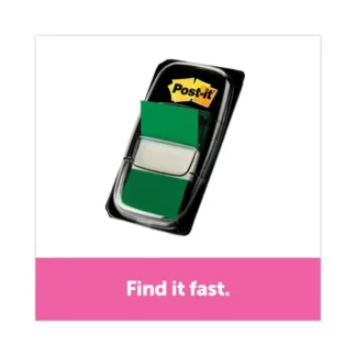 Post-it® Flags Marking Page Flags in Dispensers, Green, 50 Flags/Dispenser, 12 Dispensers/Pack