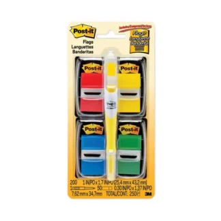 Post-it® Flags Page Flag Value Pack, Assorted, 200 1" Flags + Highlighter with 50 0.5" Flags