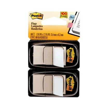 Post-it® Flags Standard Page Flags in Dispenser, White, 50 Flags/Dispenser, 2 Dispensers/Pack