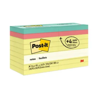 Post-it® Notes Original Pads Assorted Value Pack, 100 Sheets/Pad, 3 x 3 inches, 18 Pads