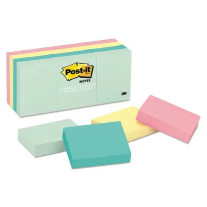 Post-it® Notes Original Pads, Beachside Cafe Colors, 1.38" x 1.88", 100 Sheets per Pad, 12 Pack