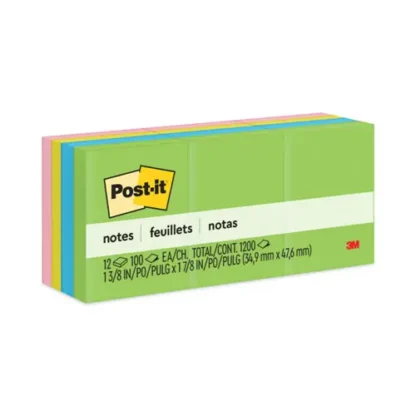 Post-it® Notes Original Pads in Floral Fantasy Collection Colors, 1.5" x 2", 12 Pads/Pack