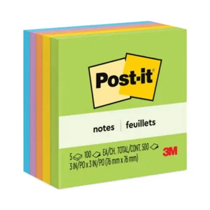 Post-it® Notes Original Pads, Floral Fantasy Collection, 3" x 3", 100 Sheets per Pad, 5-Pack