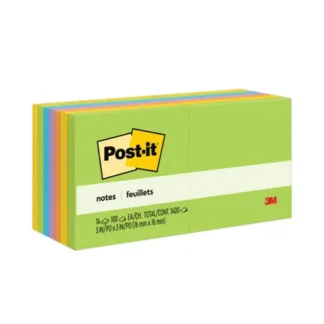 Post-it® Notes Original Pads in Floral Fantasy Collection Colors, 3" x 3", 100 Sheets per Pad, 14 Pads Pack