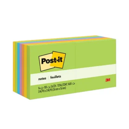 Post-it® Notes Original Pads in Floral Fantasy Collection Colors, 3" x 3", 100 Sheets per Pad, 14 Pads Pack