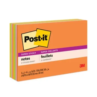 Post-it® Notes Super Sticky Meeting Notes, Energy Boost Collection, 6" x 4", 8 Pads/Pack