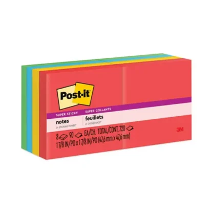 Post-it® Notes Super Sticky Pads, Playful Primary Collection, 2" x 2", 90 Sheets per Pad, 8 Pack