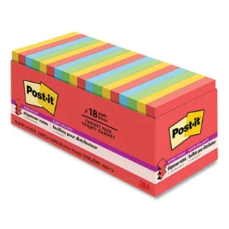 Post-it® Notes Super Sticky Pads, Playful Primary Collection Colors, 3" x 3", 90 Sheets per Pad, 18 Pads per Pack, Cabinet Pack