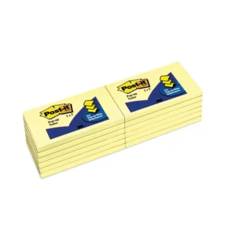 Post-it® Pop-up Notes Original Canary Yellow Pop-up Refill, 3" x 5", Canary Yellow, 100 Sheets/Pad, 12 Pads/Pack