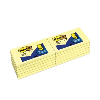 Post-it® Pop-up Notes Original Canary Yellow Pop-up Refill, 3" x 5", Canary Yellow, 100 Sheets/Pad, 12 Pads/Pack