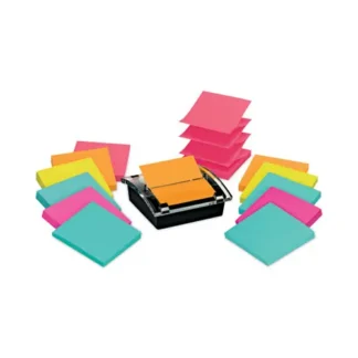 Post-it® Pop-up Notes Super Sticky Pop-up Dispenser Value Pack, For 3 x 3 Pads, Black/Clear, Includes (12) Marrakesh Rio de Janeiro Super Sticky Pop-up Pads