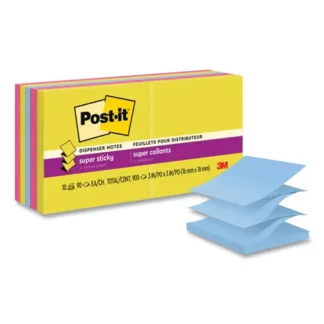 Post-it® Pop-up Notes Super Sticky Summer Joy Collection, 3" x 3", Assorted Colors, 90 Sheets/Pad, 10 Pads/Pack