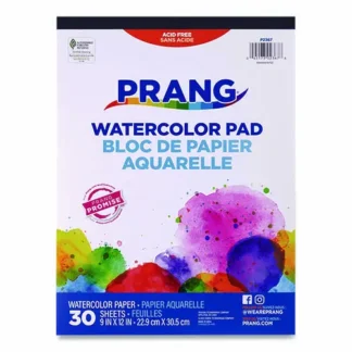 Prang® Prang Watercolor Paper Pad, Unruled, White/Multicolor Cover, 30 Sheets, 9" x 12"