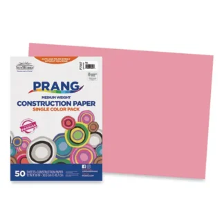 Prang® SunWorks Construction Paper, Pink, 50 Sheets, 12" x 18", 50 lb Text