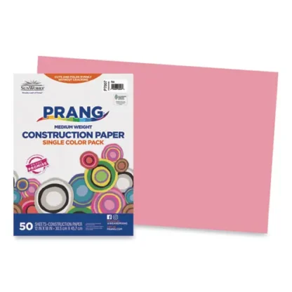 Prang® SunWorks Construction Paper, Pink, 50 Sheets, 12" x 18", 50 lb Text