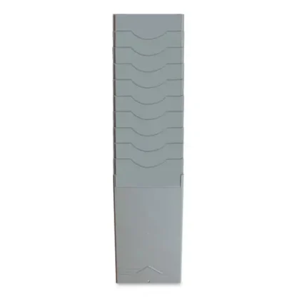 Pyramid Technologies Time Card Rack, 10 Pockets, Plastic, Light Gray