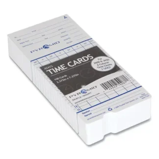 Pyramid Technologies Time Clock Cards for Pyramid Technologies 2000/6000, Two Sides, 3.38 x 7.44, 100/Pack