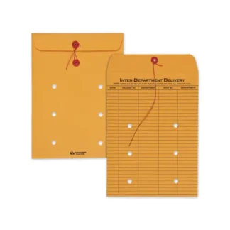 Quality Park™ Brown Kraft String/Button Interoffice Envelope, #90, 9 x 12, 100/CT