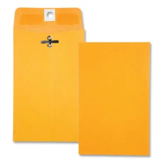 Quality Park™ Clasp Envelope, 28 lb Bond Weight Kraft, #15, 4 x 6.38, Brown Kraft, 100/Box