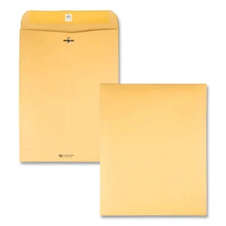 Quality Park™ Clasp Envelope, 32 lb Bond, #12 1/2, Square Flap, Clasp/Gummed Closure, 9.5 x 12.5, Brown Kraft, 100/Box