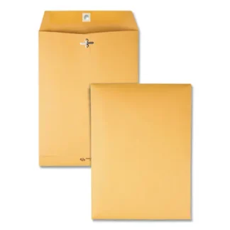Quality Park™ Clasp Envelope, 7.5 x 10.5, Brown Kraft, 32 lb Bond, #75, Square Flap, Clasp/Gummed Closure, 100/Box