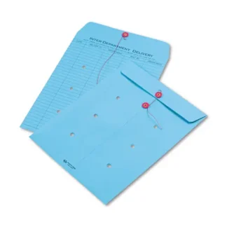 Quality Park™ Colored Paper String and Button Interoffice Envelope, Blue, 100/Box