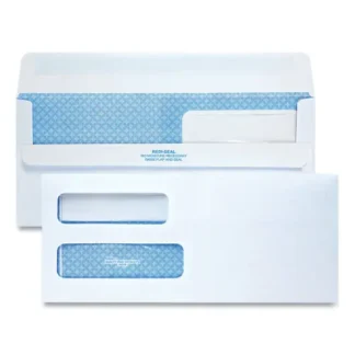 Quality Park™ Double Window Redi-Seal Security-Tinted Envelope, #10, Commercial Flap, Redi-Seal Adhesive, 4.13" x 9.5", White, 500/Box