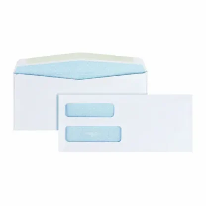 Quality Park™ Double Window Security-Tinted Check Envelope, #10, Commercial Flap, Gummed Closure, 4.13 x 9.5, White, 500/Box