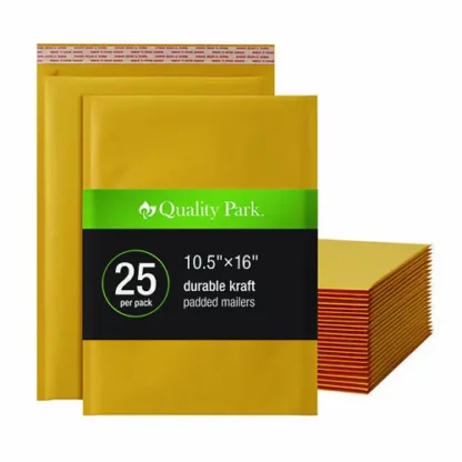 Quality Park™ Kraft Bubble Mailers, Barrier Bubble Cushion, Redi-Seal Adhesive Closure, 10.5 x 15, Brown Kraft, 25/Pack