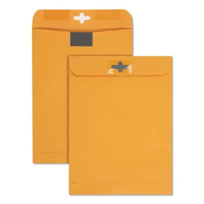 Quality Park™ Postage Saving ClearClasp Kraft Envelope, #90, Cheese Blade Flap, ClearClasp Closure, 9 x 12, Brown Kraft, 100/Box