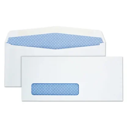 Quality Park™ Security Tint Window Envelope, #10, Commercial Flap, Gummed Closure, White, 500/Box