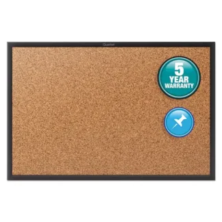 Quartet® Classic Series Cork Bulletin Board, 36" x 24", Tan Surface, Black Aluminum Frame