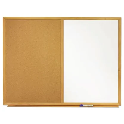 Quartet® Combination Board, Brown/White Surface, Oak Finished MDF Frame, 36" x 24"