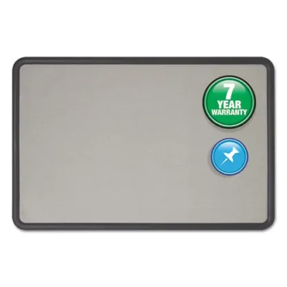 Quartet® Contour Fabric Bulletin Board, Gray Surface with Black Plastic Frame, 48" x 36"